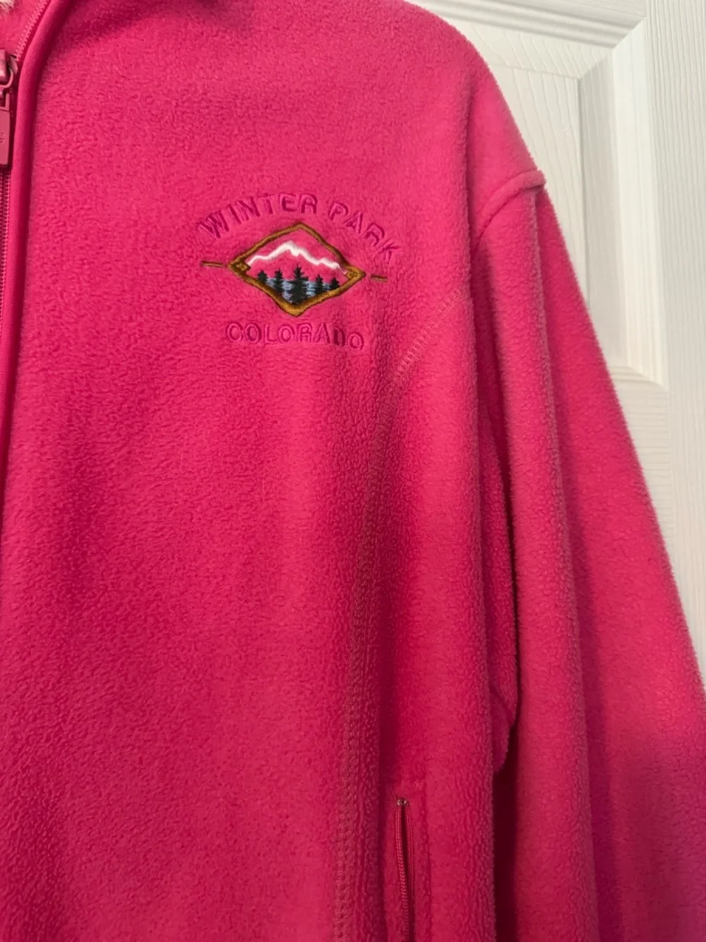 Winter Park Colorado Pink Full-Zip Fleece Jacket with Embroidered Logo
